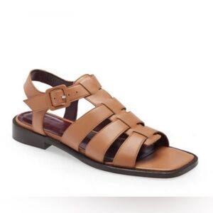 STAUD Elsa Lambskin Sandal in Tawny -Size 41